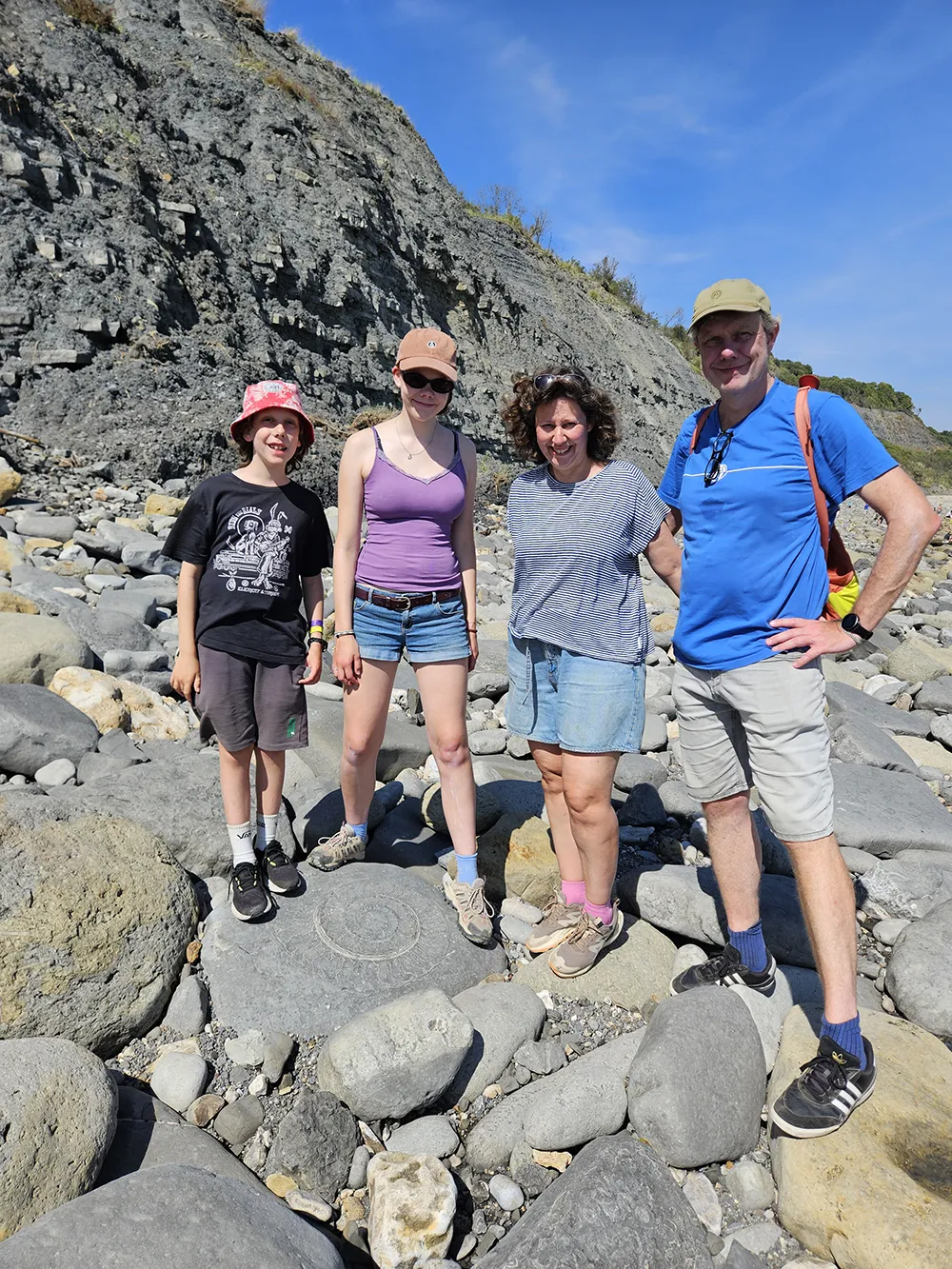 Fossil walk clients on Monmouth Beach Valley View fossil walk clients on Monmouth beach guided fossil walk